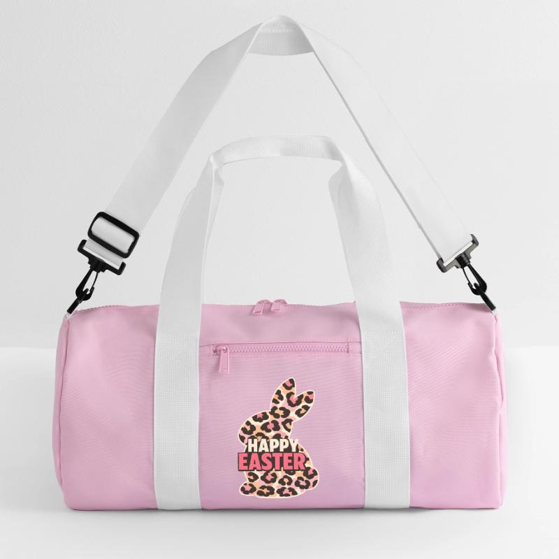 Happy Easter Easter Bunny Leopard Recycled Duffel Bag
