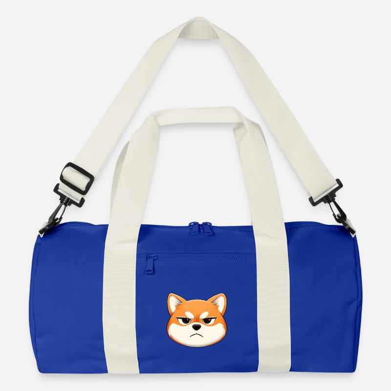 Grumpy, der Shiba Inu, der ein Gesicht zieht Recycelte Duffel Bag