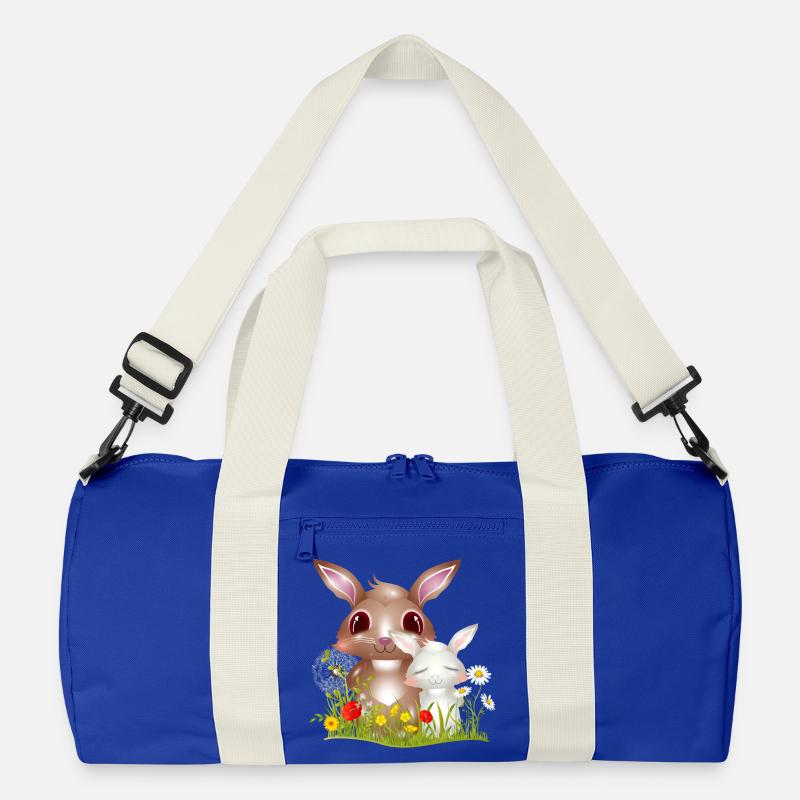 niedliche Hasen Freundschaft im Frühling - Recycelte Duffel Bag - Leuchtend Königsblau/Offwhite
