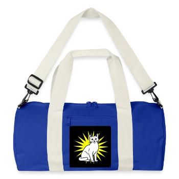 Cool cat in pop art & punk rock style - Recycled Duffel Bag - bright royal/off white - Front