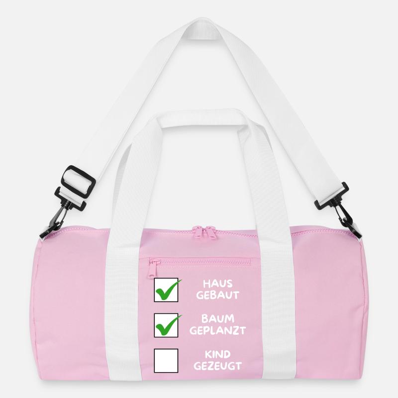 House built, tree planted (child conceived) white Recycled Duffel Bag