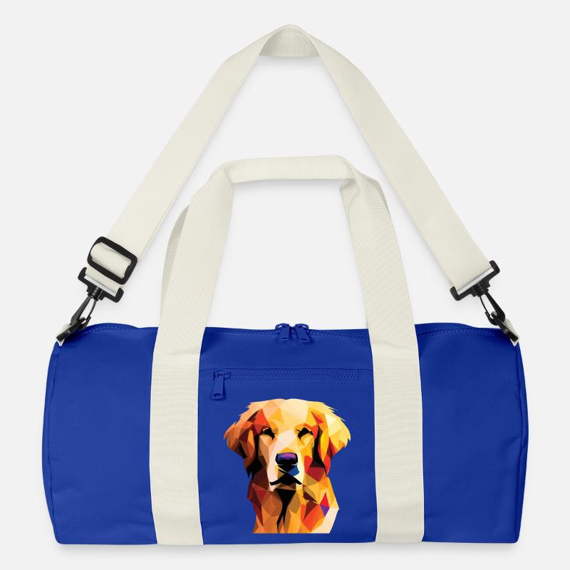 Golden Retriever Hund Polygon - Recycelte Duffel Bag - Leuchtend Königsblau/Offwhite