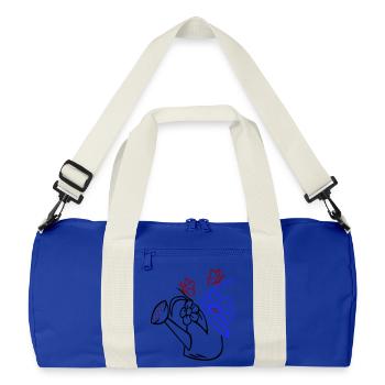 Arrosoir avec des fleurs et des papillons - Sac de sport recyclé - bleu roi vif/blanc cassé - Devant