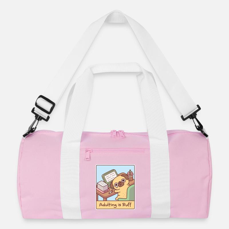 Überlasteter trauriger Mops, der erwachsen wird, ist Ruff Funny Recycelte Duffel Bag