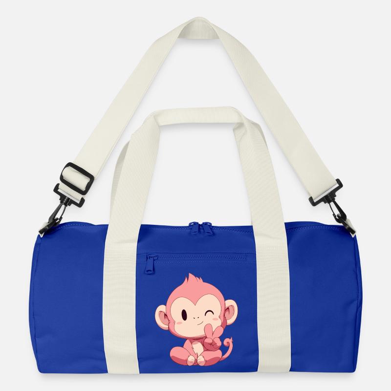 Kleiner Pinker Affe Peace Recycelte Duffel Bag