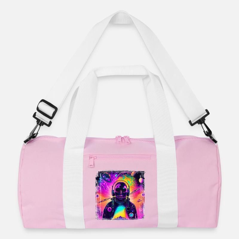 Neon Astronaut im Cosmic Psychedelic Recycelte Duffel Bag