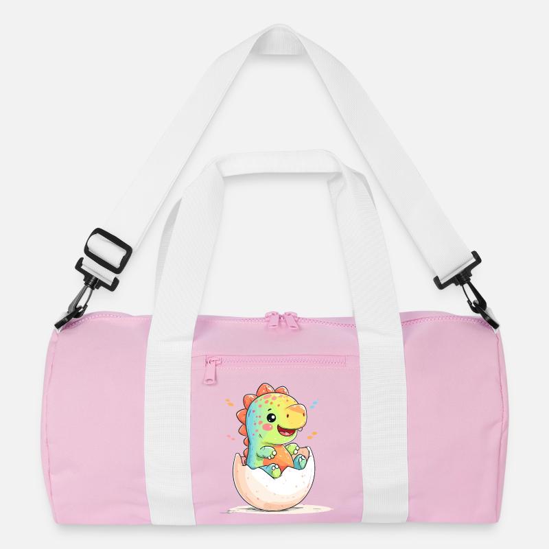 Cheerful dino chick from the egg Recycled Duffel Bag
