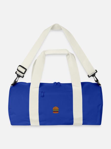 Burger brodé - Sac de sport recyclé - bleu roi vif/blanc cassé