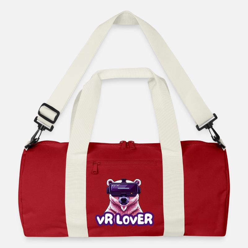 VR Bär mit Virtual Reality Brille - Recycelte Duffel Bag - Klassisches Rot/Offwhite