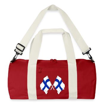Deux drapeaux de la Finlande croisés - Sac de sport recyclé - rouge classique/blanc cassé - Devant