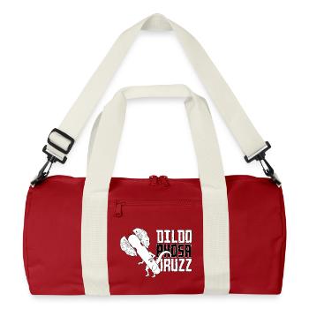 Ironic Dinosaur T-Shirt bachelor party - Recycled Duffel Bag - classic red/off white - Front