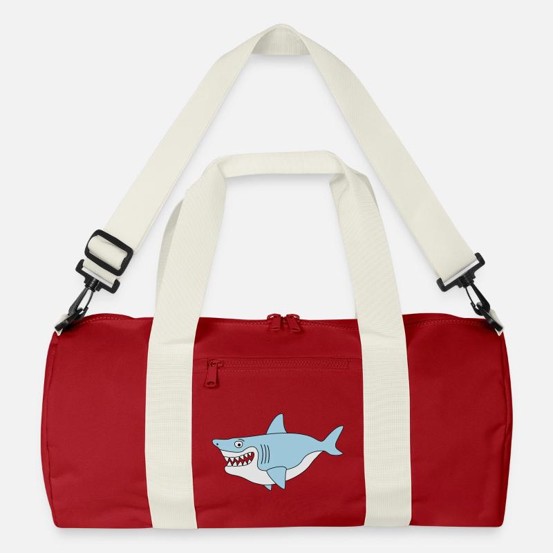 Shark Lächeln - Recycelte Duffel Bag - Klassisches Rot/Offwhite