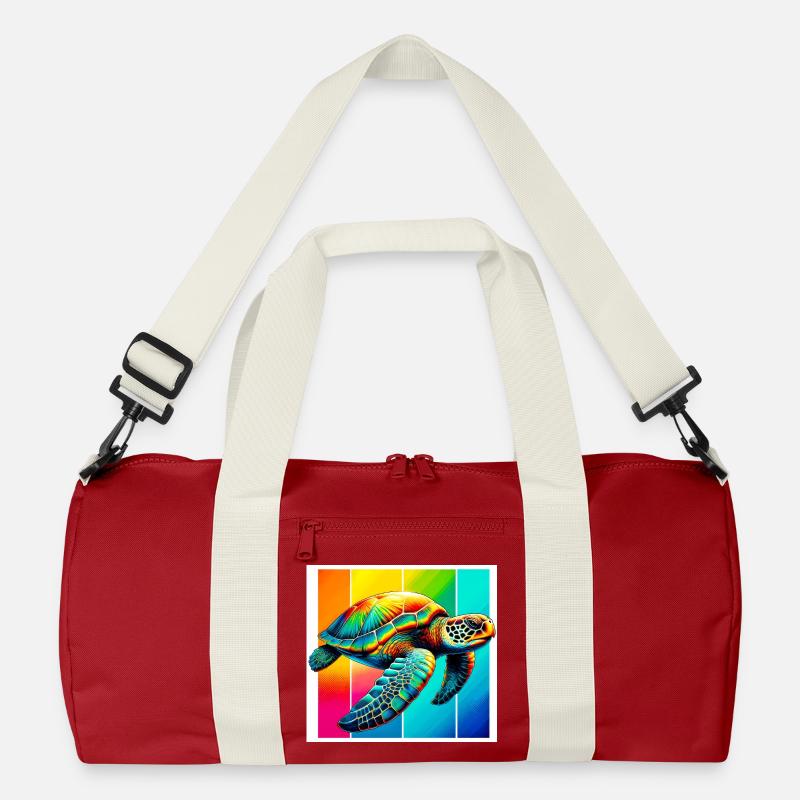 Schildkröte - Recycelte Duffel Bag - Klassisches Rot/Offwhite