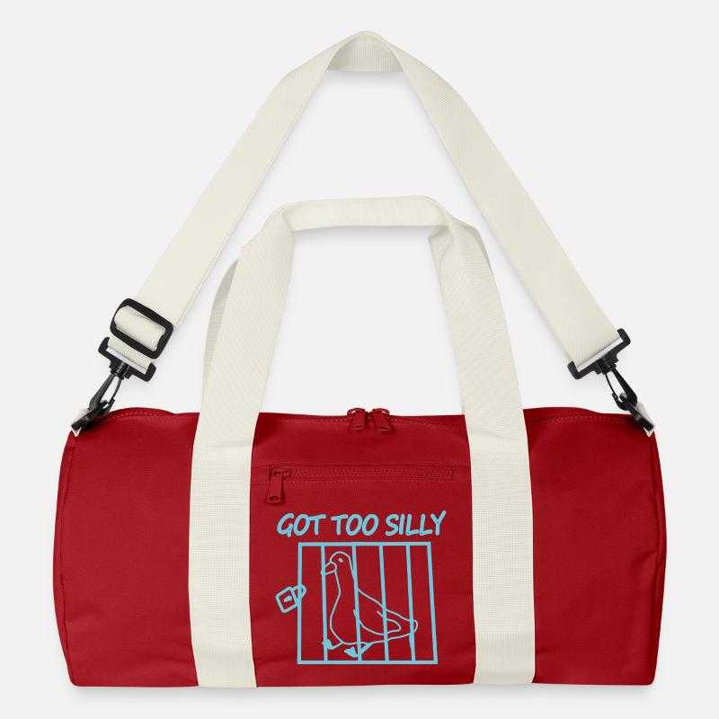 Vogel im Käfig mit dem Text Wurde zu dumm Recycelte Duffel Bag
