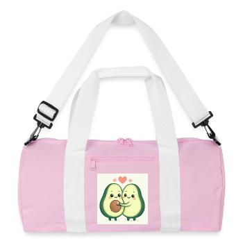 Kuschelige Avocado-Liebesgeschichte I Avocado Love - Recycelte Duffel Bag - Rosa/Weiß - Vorne