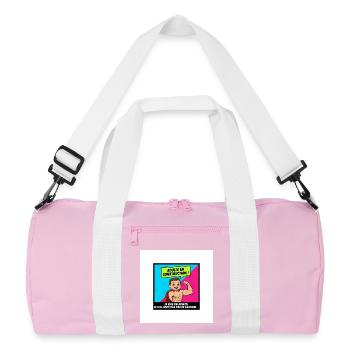 Adult Construction Humor - Recycled Duffel Bag - pink/white - Front