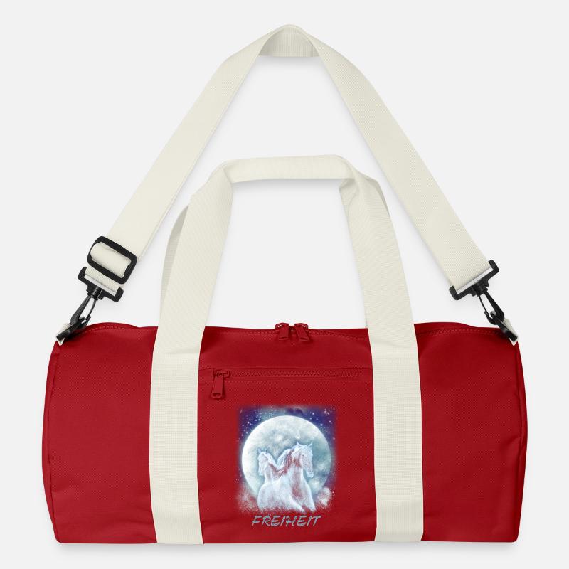 Pferde Mädchen Freiheit - Recycelte Duffel Bag - Klassisches Rot/Offwhite