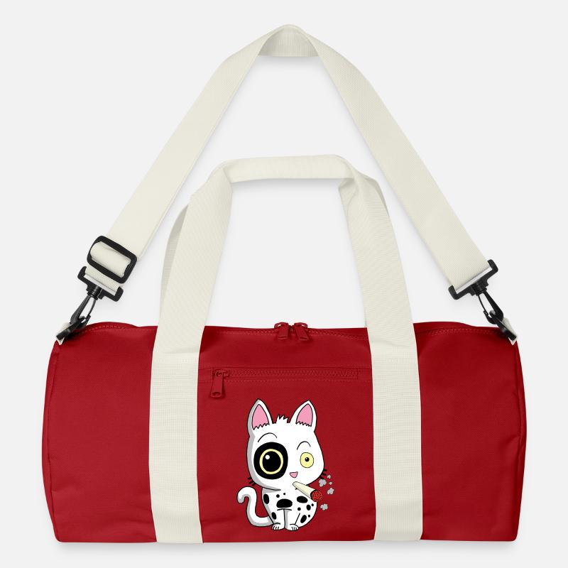 Rauchende Katze - Recycelte Duffel Bag - Klassisches Rot/Offwhite