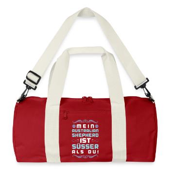 australischer shäferhund hund spruch - Recycelte Duffel Bag - Klassisches Rot/Offwhite - Vorne
