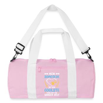 My Samoyed Coolest Dog in the World - Recycled Duffel Bag - pink/white - Front