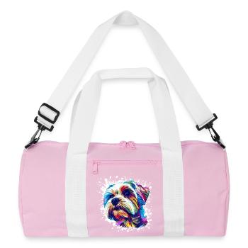 Portrait de chien Pop Art - Sac de sport recyclé - rose/blanc - Devant