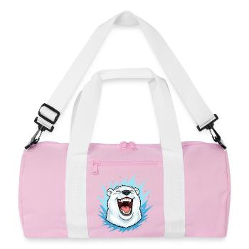 Laughing Polar Bear in Blue Lightning - Recycled Duffel Bag - pink/white - Front