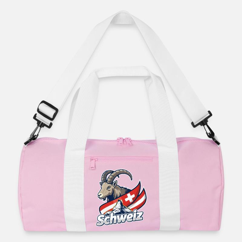 Alpensteinbock mit Schweizer Flagge Recycelte Duffel Bag