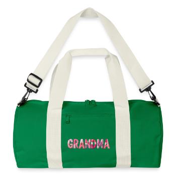 Grandmother Pink Plaid Letters Patchwork - Recycled Duffel Bag - kelly green/off white - Front