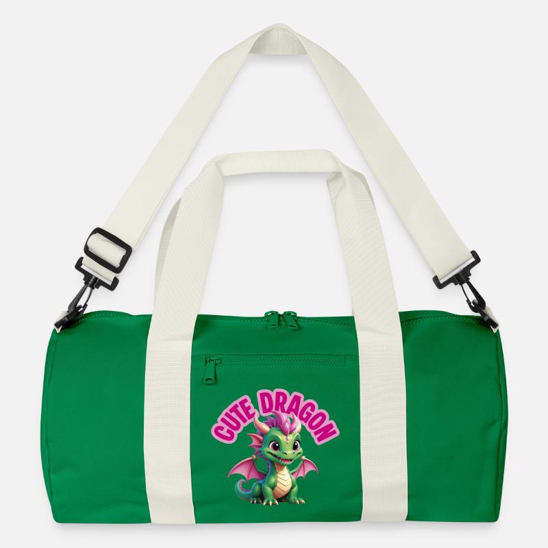 Niedlicher Drache - Recycelte Duffel Bag - Kellygrün/Offwhite