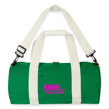 SHHH... No one cares - Recycled Duffel Bag - kelly green/off white - Front