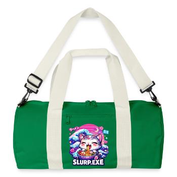 Kawaii Cat Ramen Noodles Anime Cat - Recycled Duffel Bag - kelly green/off white - Front
