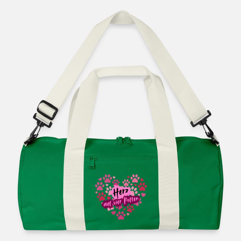 Herz auf vier Pfoten - Recycelte Duffel Bag - Kellygrün/Offwhite