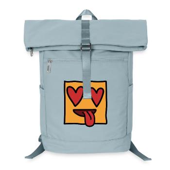 Funny Emoticon Expression Kawaii Square Face - Laptop Backpack - ice blue - Front