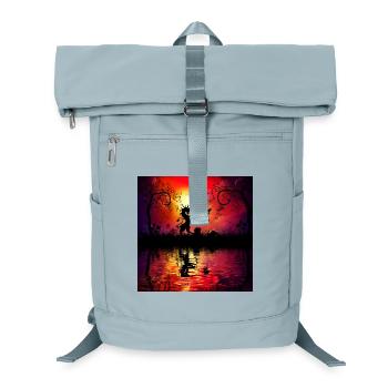 Unicorn with fairy at sunset. - Laptop Backpack - ice blue - Front