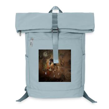 Beautiful steampunk horse with cape and gears - Laptop Backpack - ice blue - Front