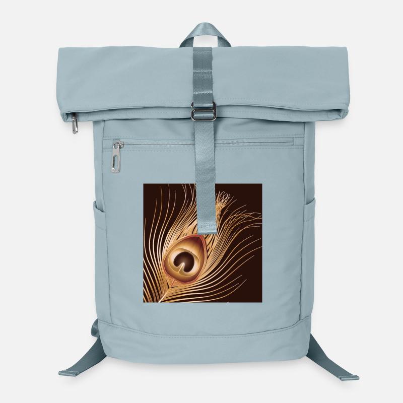 hand-drawn gold-colored peacock feather Laptop Backpack