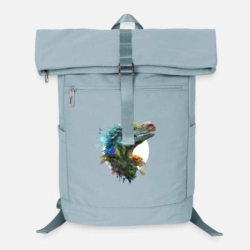 Blauer Velociraptor mit weißem Hintergrund Laptop-Rucksack 