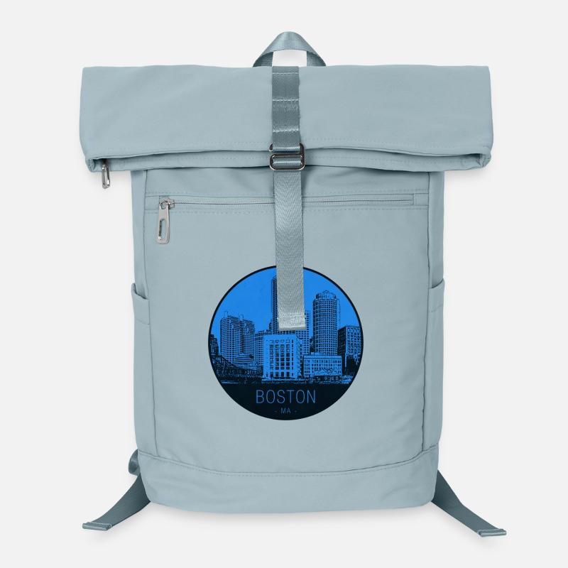 Boston Skyline Blue Circle Laptop Backpack