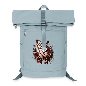two hands praying with rosary and roses - Laptop Backpack - ice blue - Front