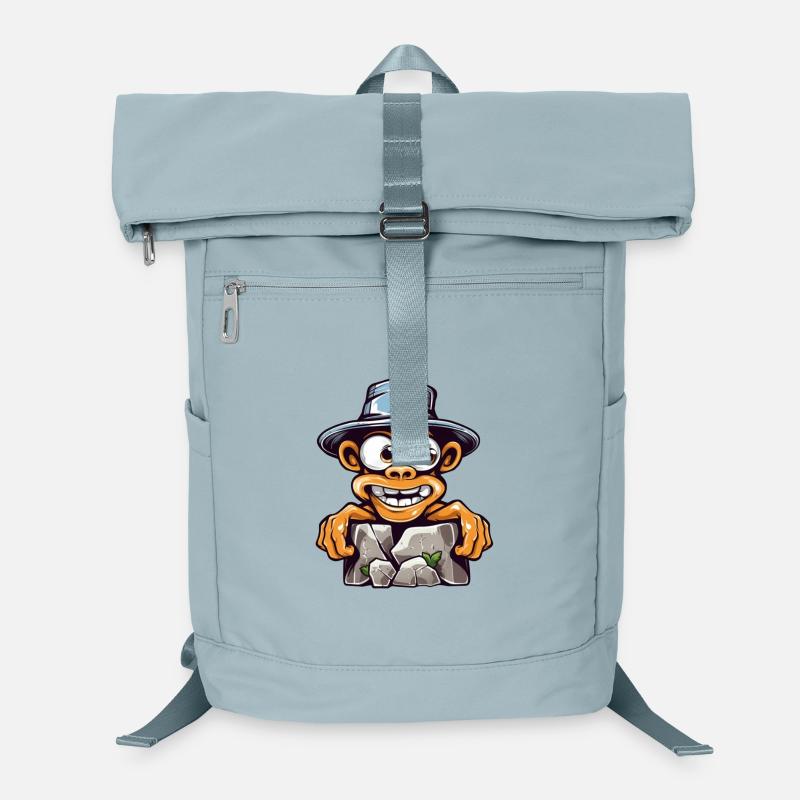 Cartoon Gorilla with Breaking Rocks Hat Laptop Backpack