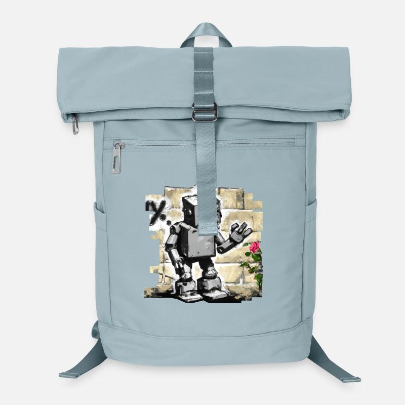 Robot Comic Graffiti Wall Personnage Rose Urban Sac à dos ordinateur