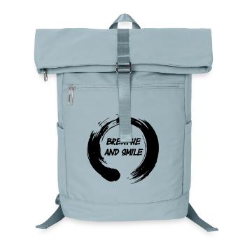 Enso-Zen-Kreis mit Text "Atem und Lachen" - Laptop-Rucksack  - Eisblau - Vorne