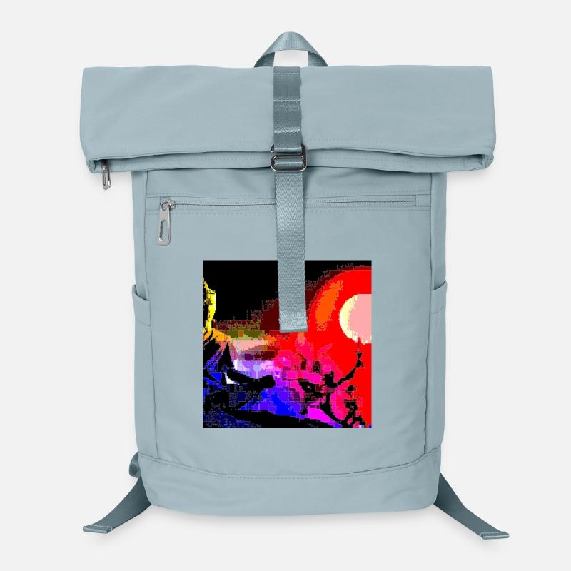 Futuristische Pixelkunst des Sonnenuntergangs Laptop-Rucksack 