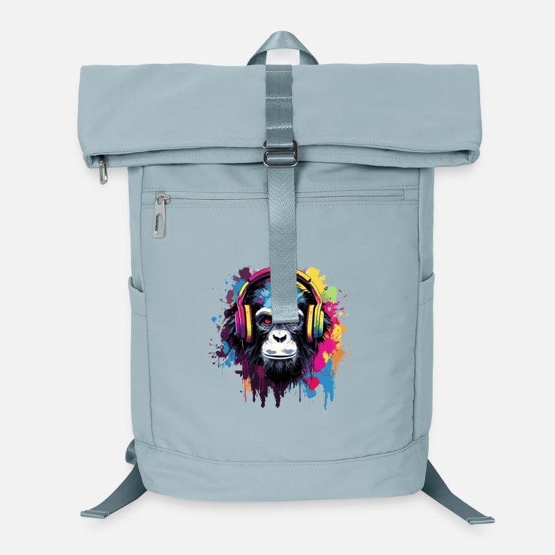 Affe mit Kopfhörer Musik Laptop-Rucksack 
