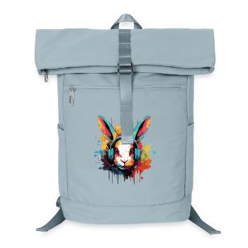 Hase mit Kopfhörer Musik Hasen Feldhase Zwerghase - Laptop-Rucksack  - Eisblau - Vorne