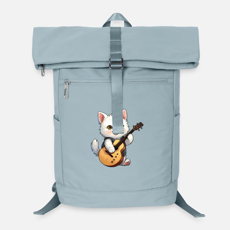 White Cat with Guitar Hangover Music Cats Laptop Backpack