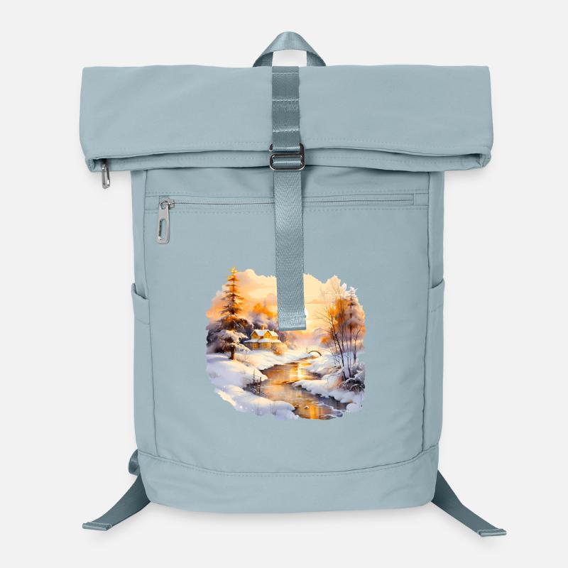 Aquarell Winterlandschaft - Laptop-Rucksack - Eisblau