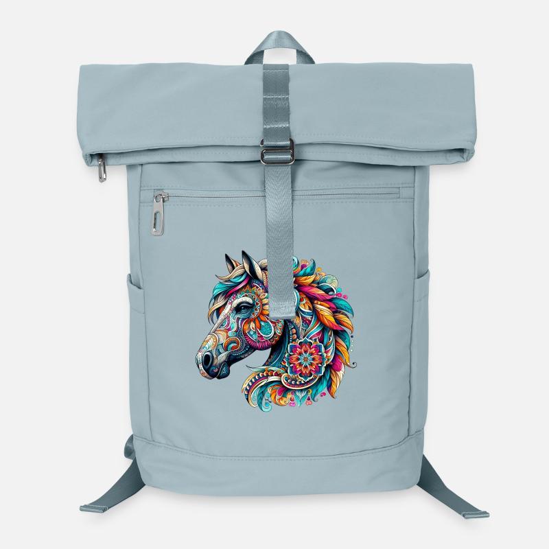 Cheval décoré de Mandalas Sac à dos ordinateur