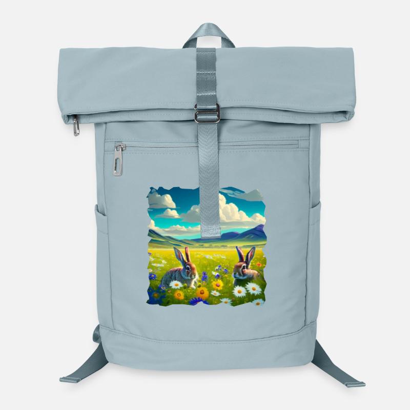 large flower meadow with wild rabbits Laptop Backpack