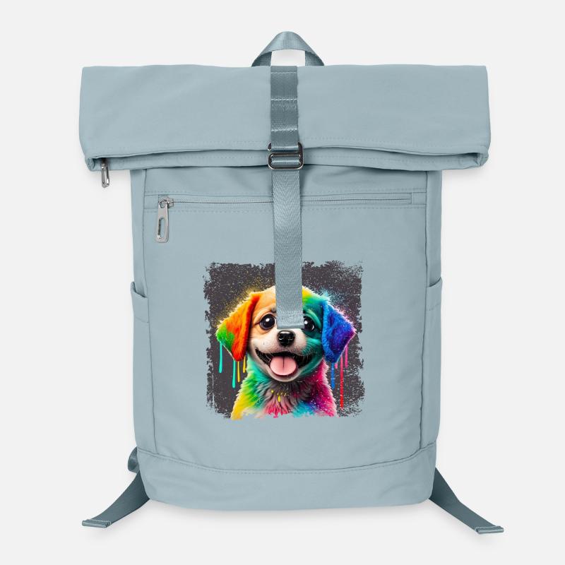 peint joyeux petit chien très coloré Sac à dos ordinateur